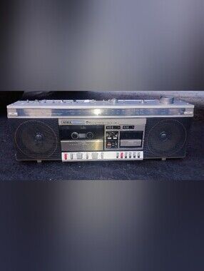 ULTRA RARE Vntg Aiwa CS-W7 Boombox - Dual Standard & Microcassette Deck - TESTED